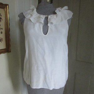 J CREW White Tank Top with Ruffle